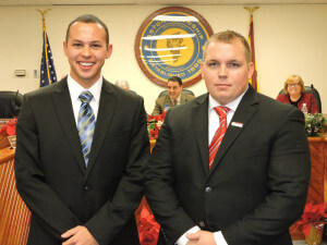 Thomas Piraino and Jonathan Curtis were hired as part-time Aston Township police officers. (photo by Loretta Rodgers)